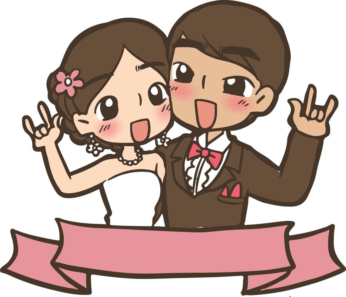 mariage dessin animé amour ensemble clipart gratuit mignon kawaii vecteur