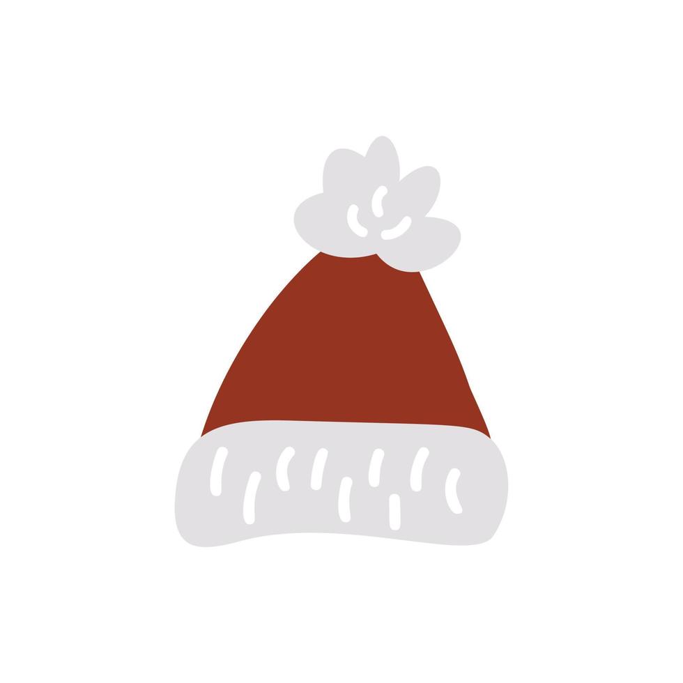 chapeau de vecteur rouge de noël santa claus. élément de décoration de vacances de nouvel an. illustration de costume de chapeau de Noël isolé sur fond blanc