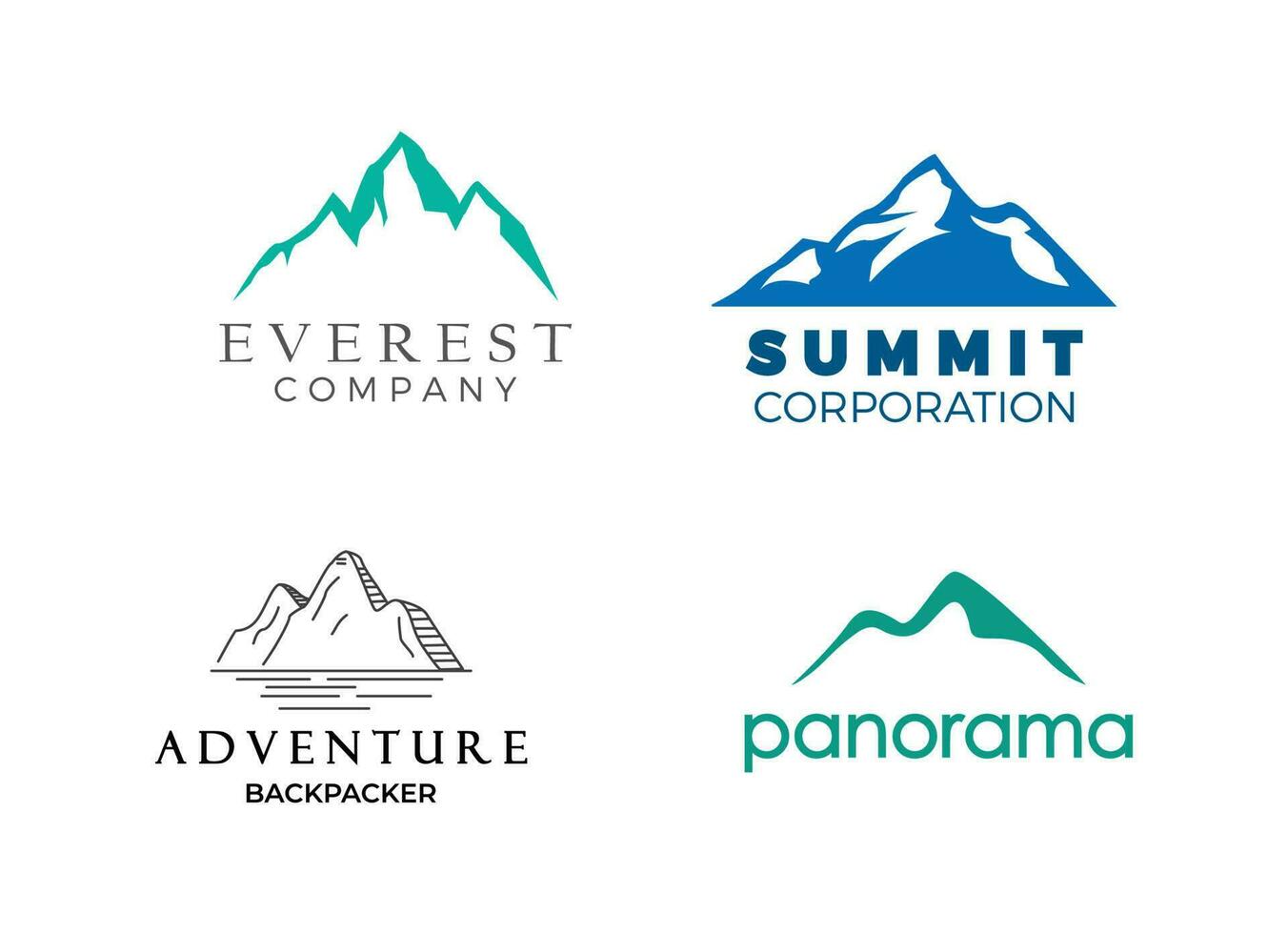 le sommet, la montagne, le logo de pointe sont inspirés des conceptions de l'ensemble. vecteur