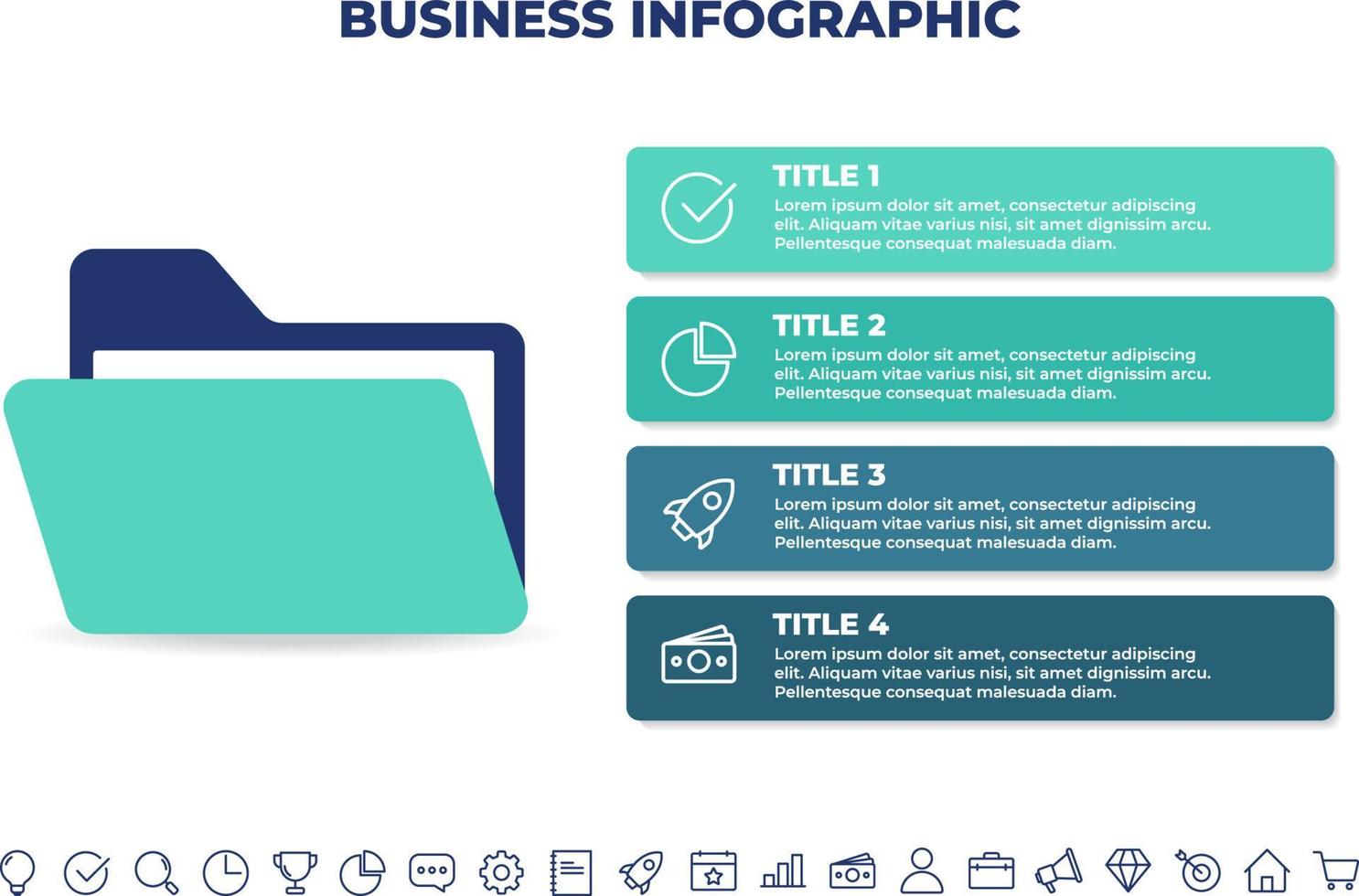 modèle de conception d'infographie de dossier. modèle d'infographie d'entreprise pour les présentations, la bannière, la mise en page du flux de travail, le diagramme de processus, l'organigramme et son fonctionnement vecteur