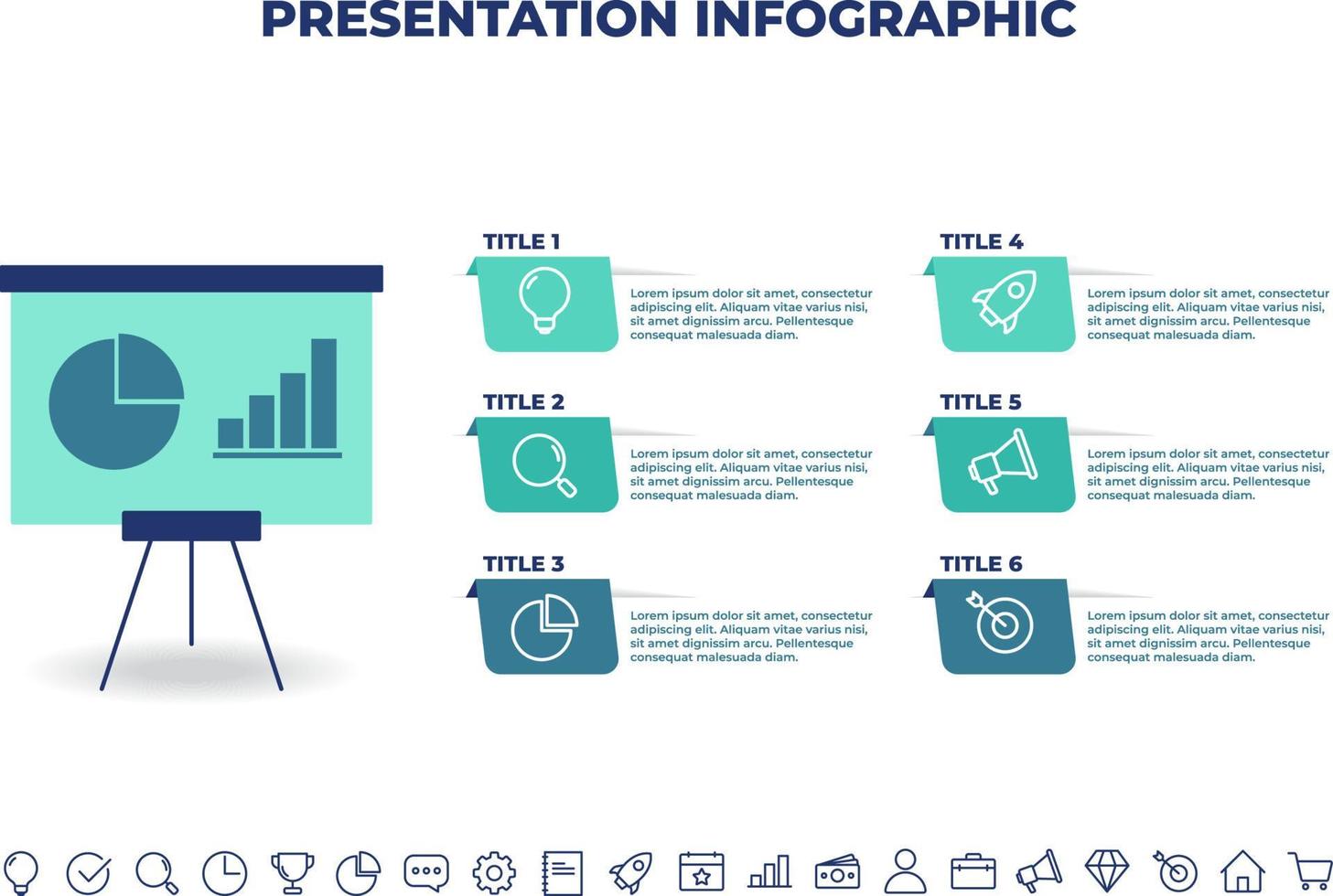 modèle de conception d'infographie de présentation. modèle d'infographie d'entreprise pour les présentations, la bannière, la mise en page du flux de travail, le diagramme de processus, l'organigramme et son fonctionnement vecteur