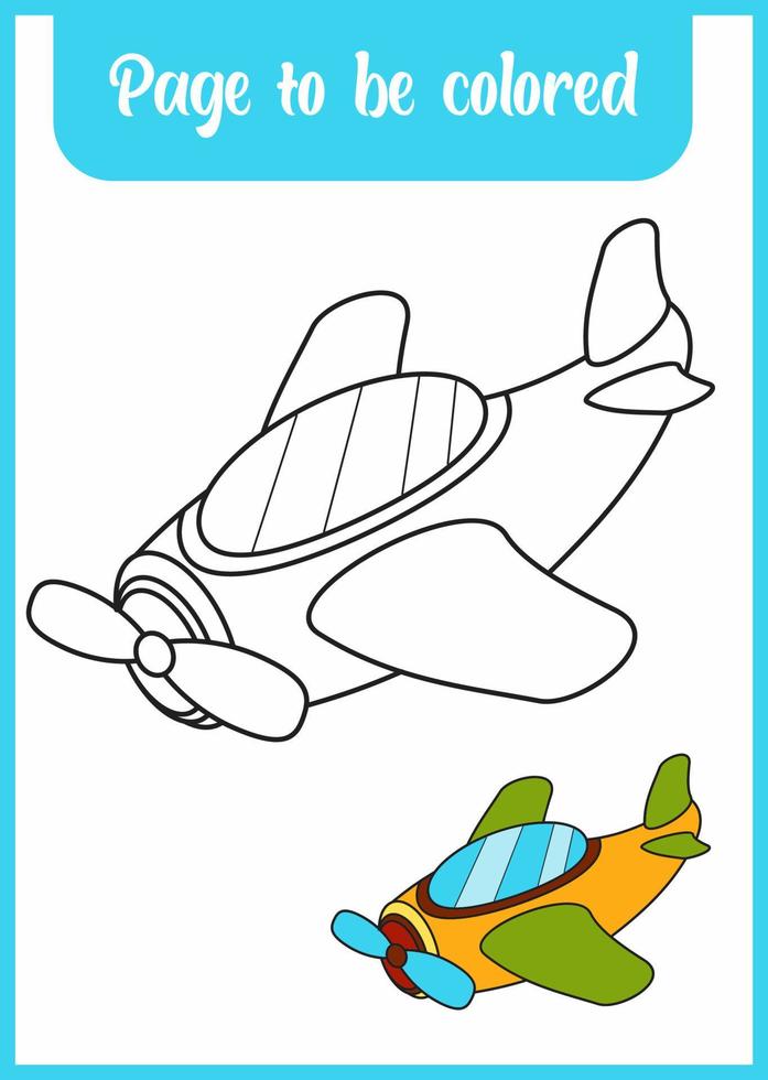 livre de coloriage pour enfant. coloriage avion mignon. vecteur