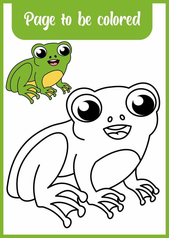 livre de coloriage pour enfant. grenouille mignonne à colorier. vecteur