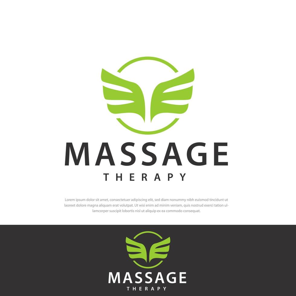 Vector circle thérapie massage thérapie aile illustration design logo, symbole, icône, modèle de conception