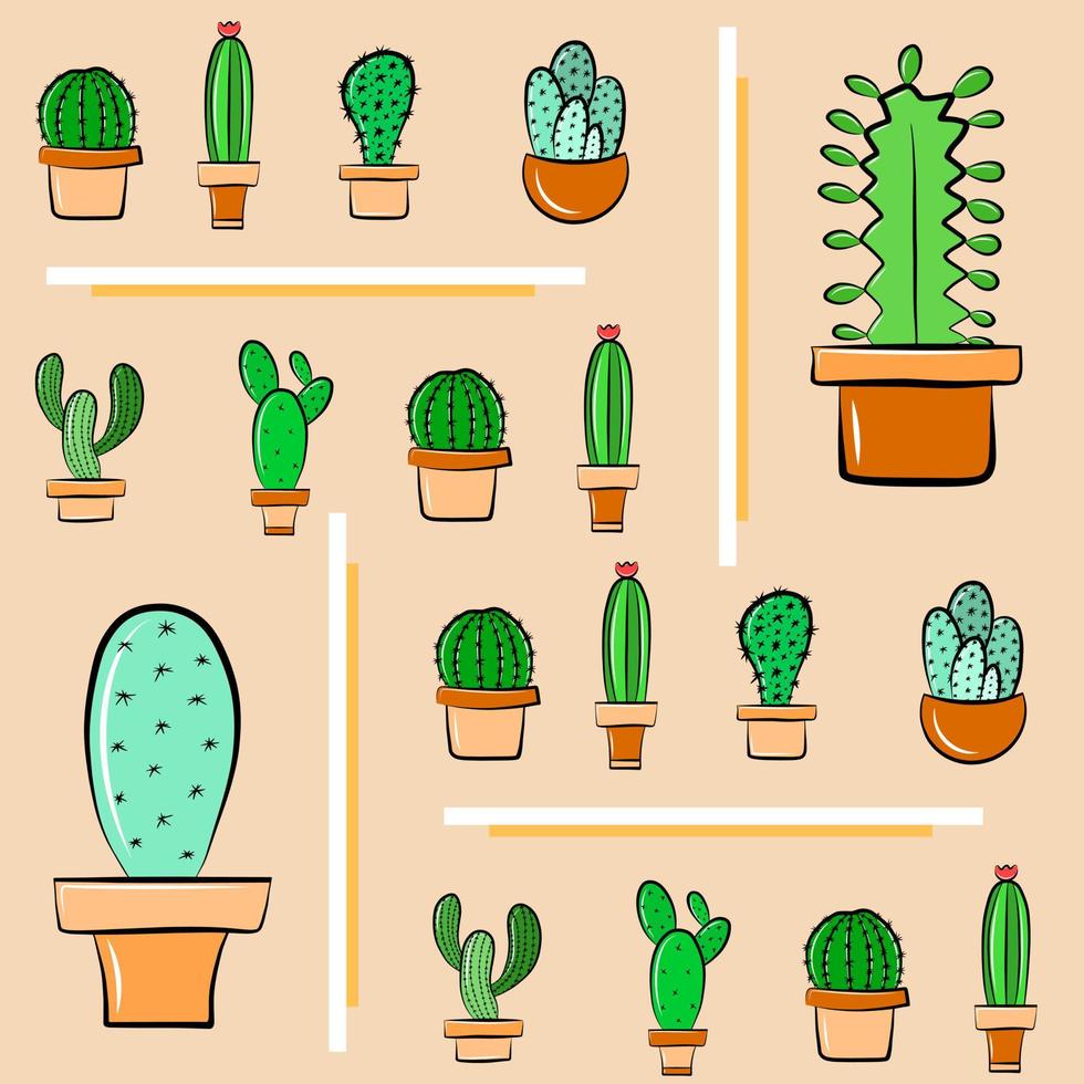 cactus en pot de fleurs succulentes vector illustration transparente motif dessin animé plante botanique fond papier peint