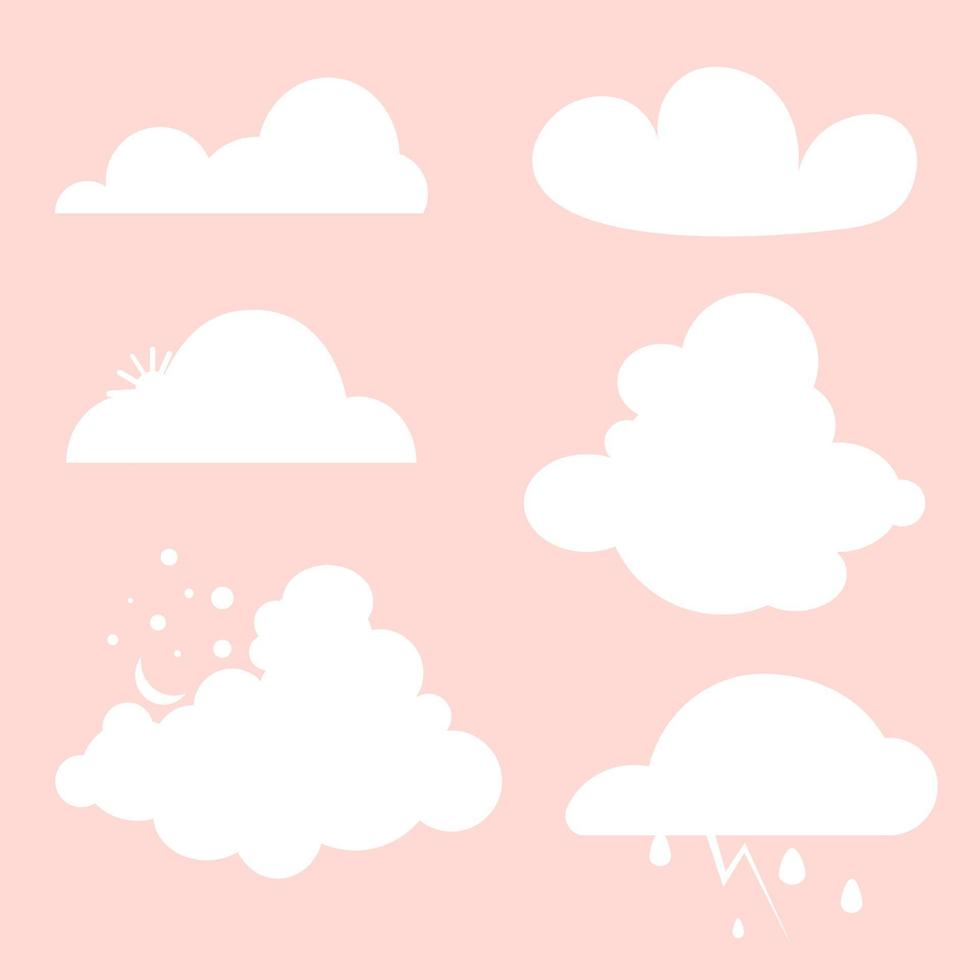 icônes plates simples nuages éléments isolés vecteur