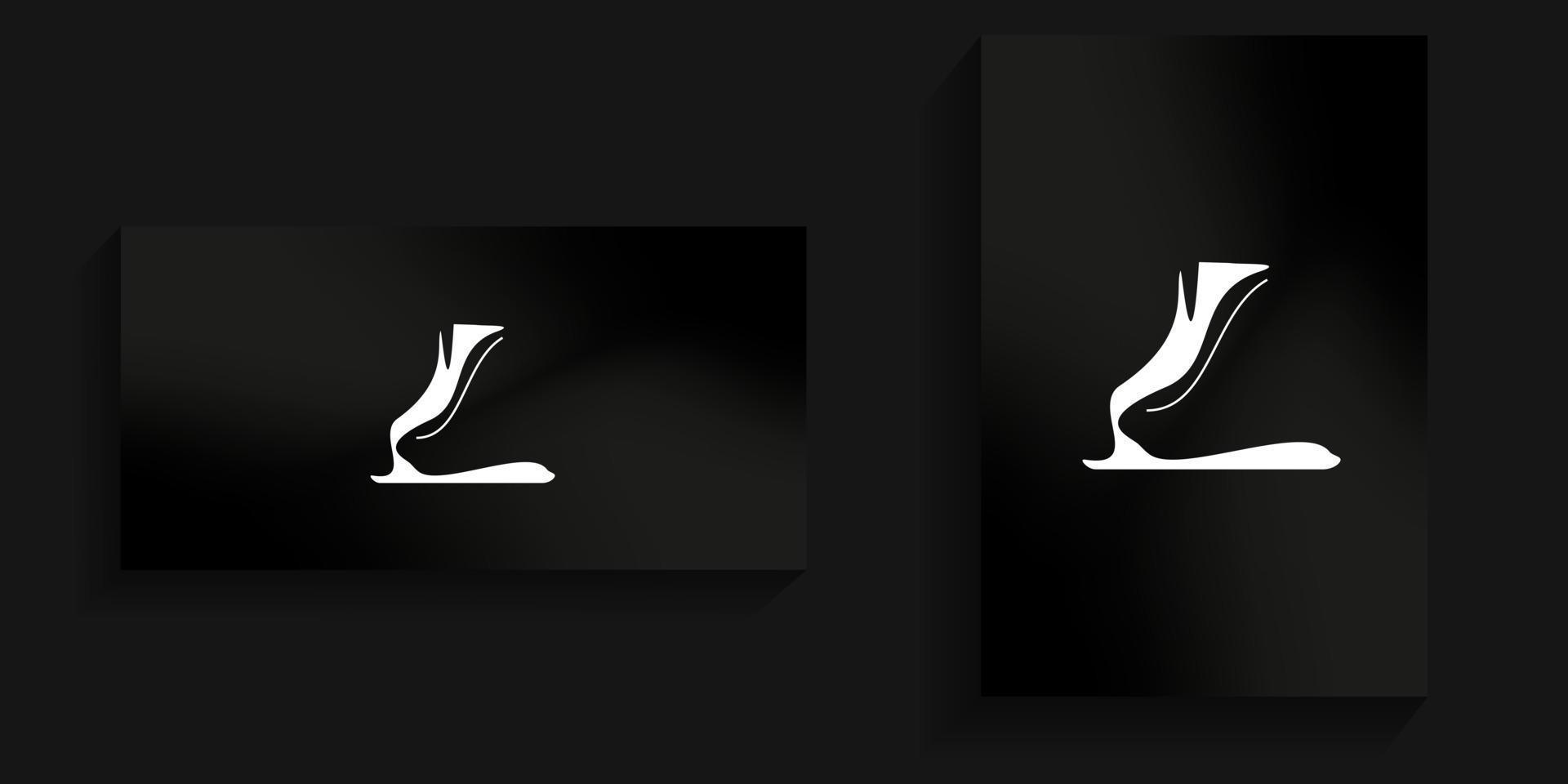 logo en forme de L avec une ligne comme le feu en blanc vecteur