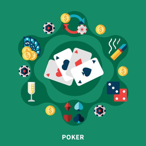 Composition ronde des icônes de poker au casino vecteur
