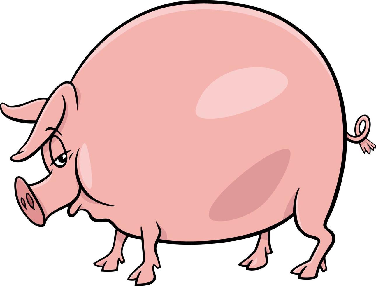 personnage d'animal de ferme de cochon de dessin animé vecteur