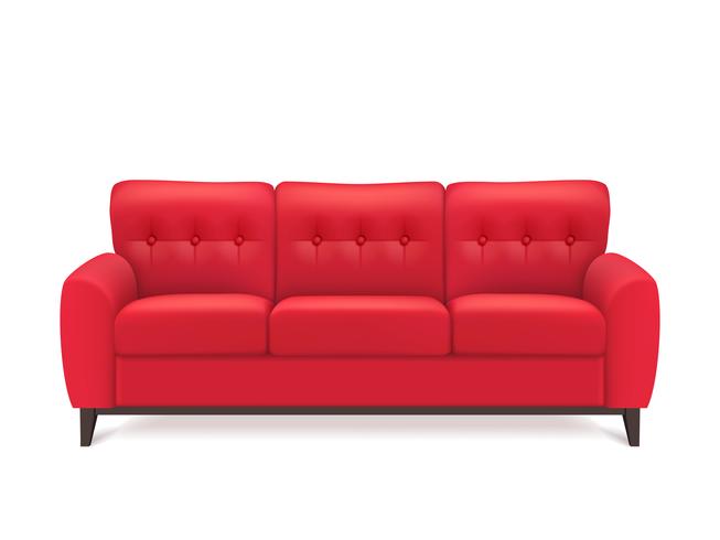Illustration réaliste de canapé en cuir rouge vecteur