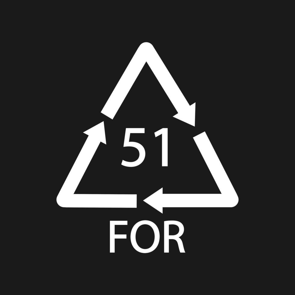 code 51 pour le recyclage des biomatériaux. illustration vectorielle noir vecteur