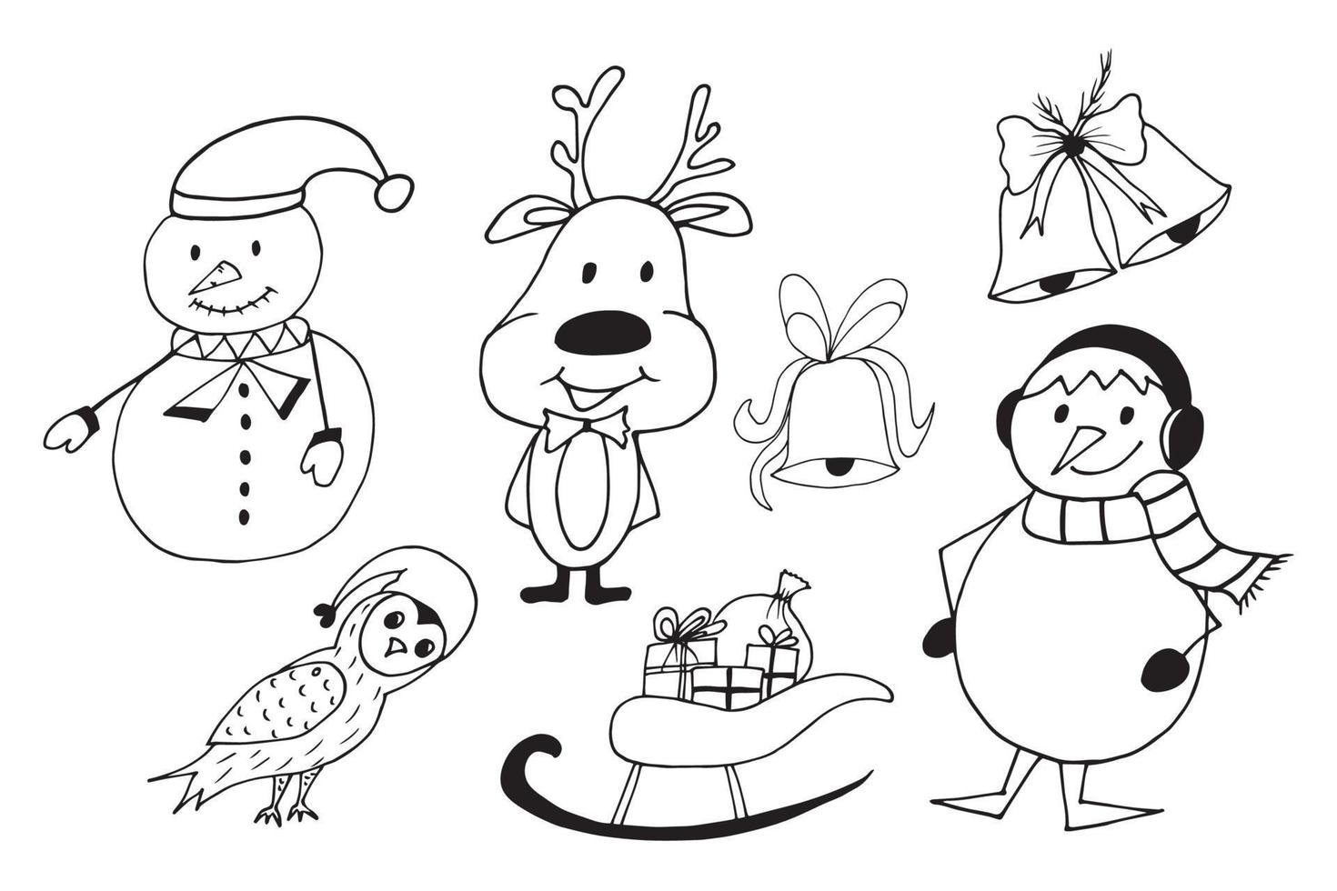 collection d'éléments de vecteur de noël mignon doodle