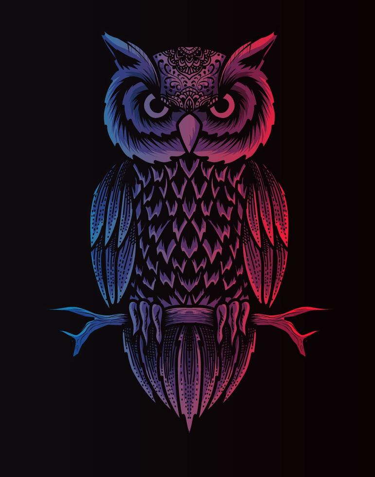 illustration vectorielle chouette oiseau dégradé de couleur vecteur