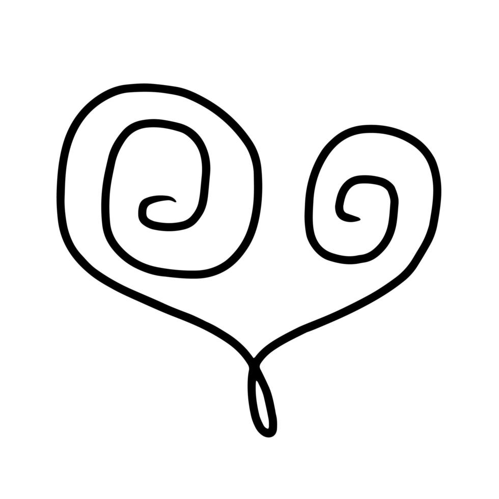 coeur en vue de boucles sur fond blanc. illustration de griffonnage pour l'impression, les arrière-plans, le web d'icônes, le design mobile, les fonds d'écran, les couvertures, les emballages, les affiches, les autocollants, le textile et le design saisonnier. vecteur