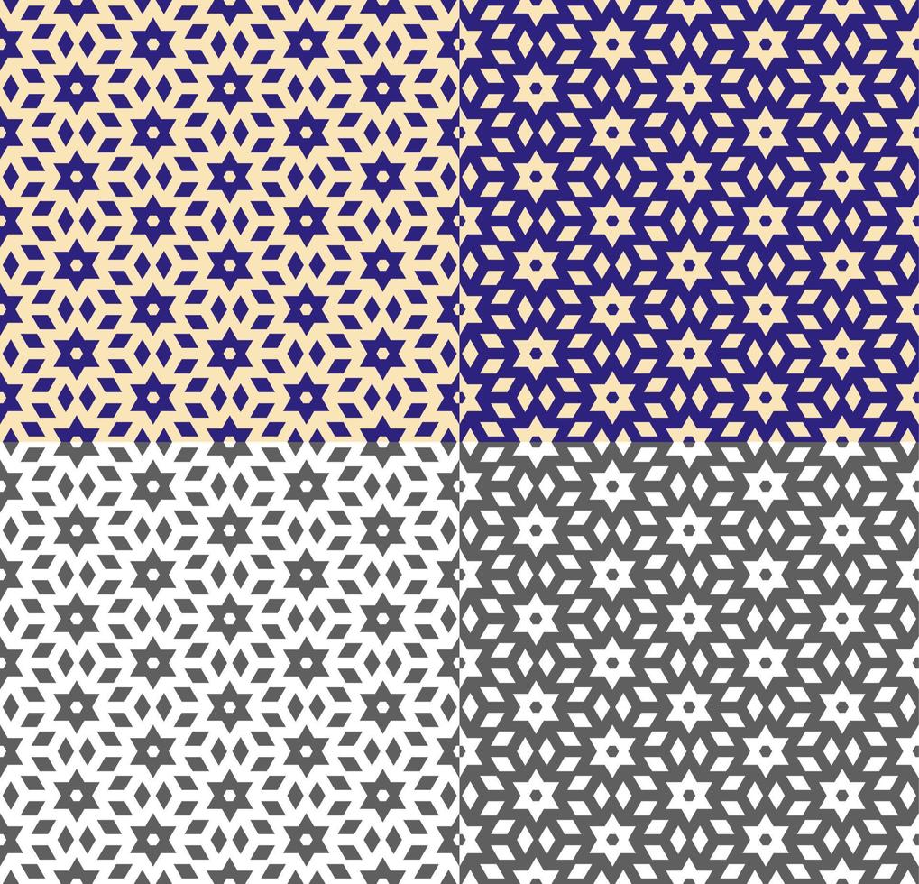 motif géométrique répété dans un style ethnique. texture transparente avec fond bleu, jaune et monochrome. modèle vectoriel pour papier peint, emballage, impression de tissu. formes simples. inversion de couleur