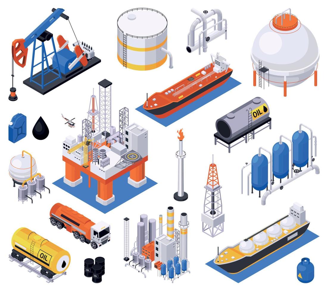 collection d'icônes de l'industrie pétrolière vecteur