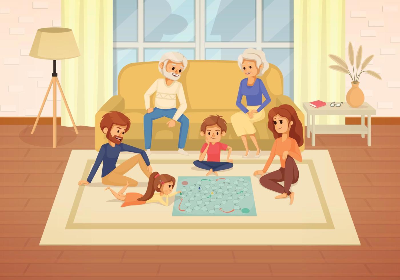 composition de dessin animé de vacances en famille vecteur