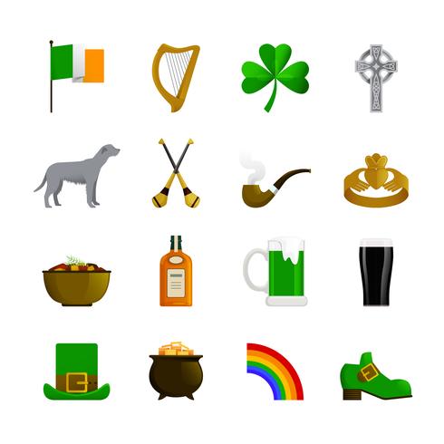 Irlande Flat Color Icons vecteur