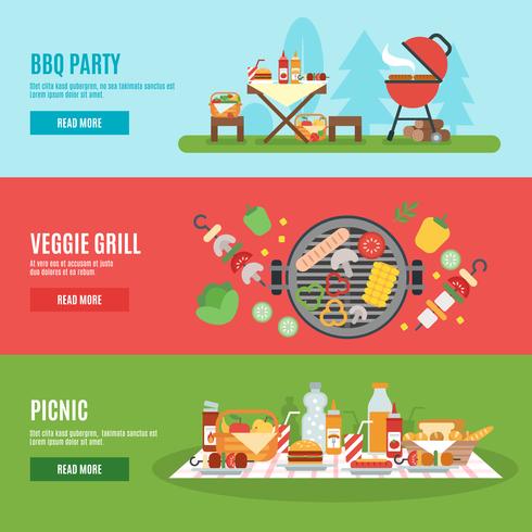 bbq party banner set vecteur