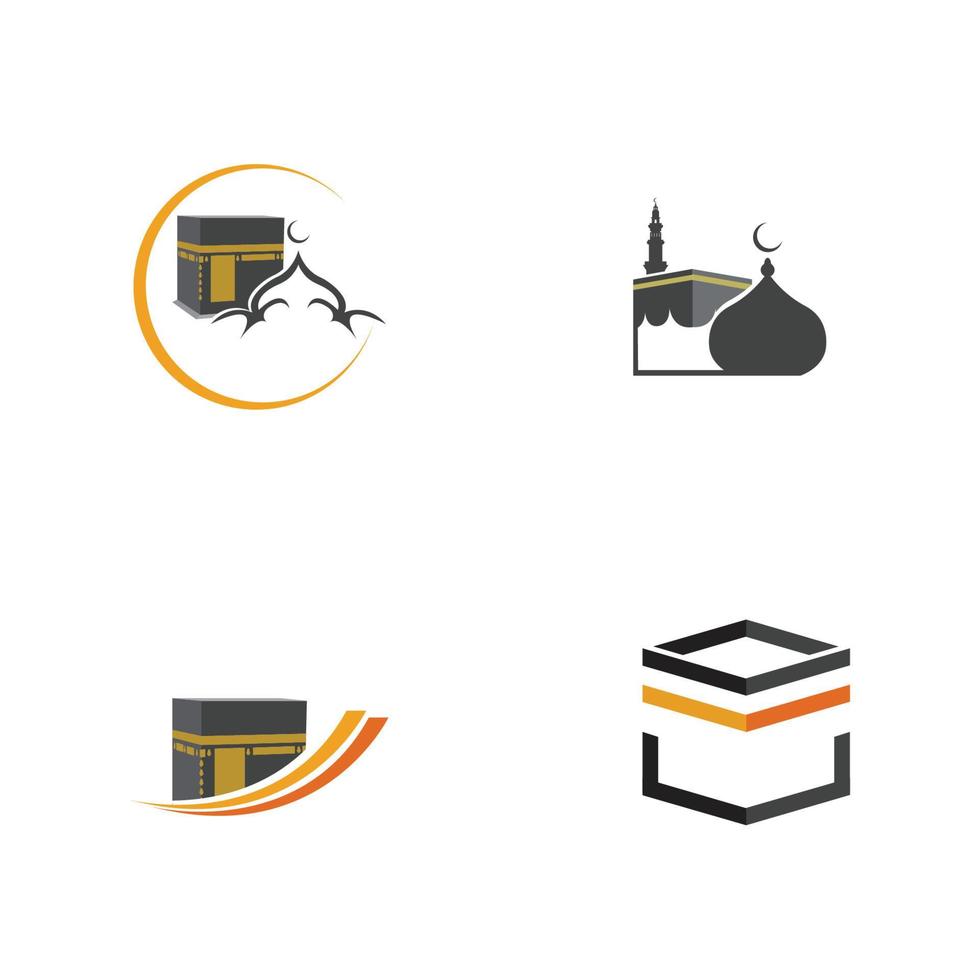 modèle de conception d'illustration de logo de symbole de la mecque de la kaaba vecteur