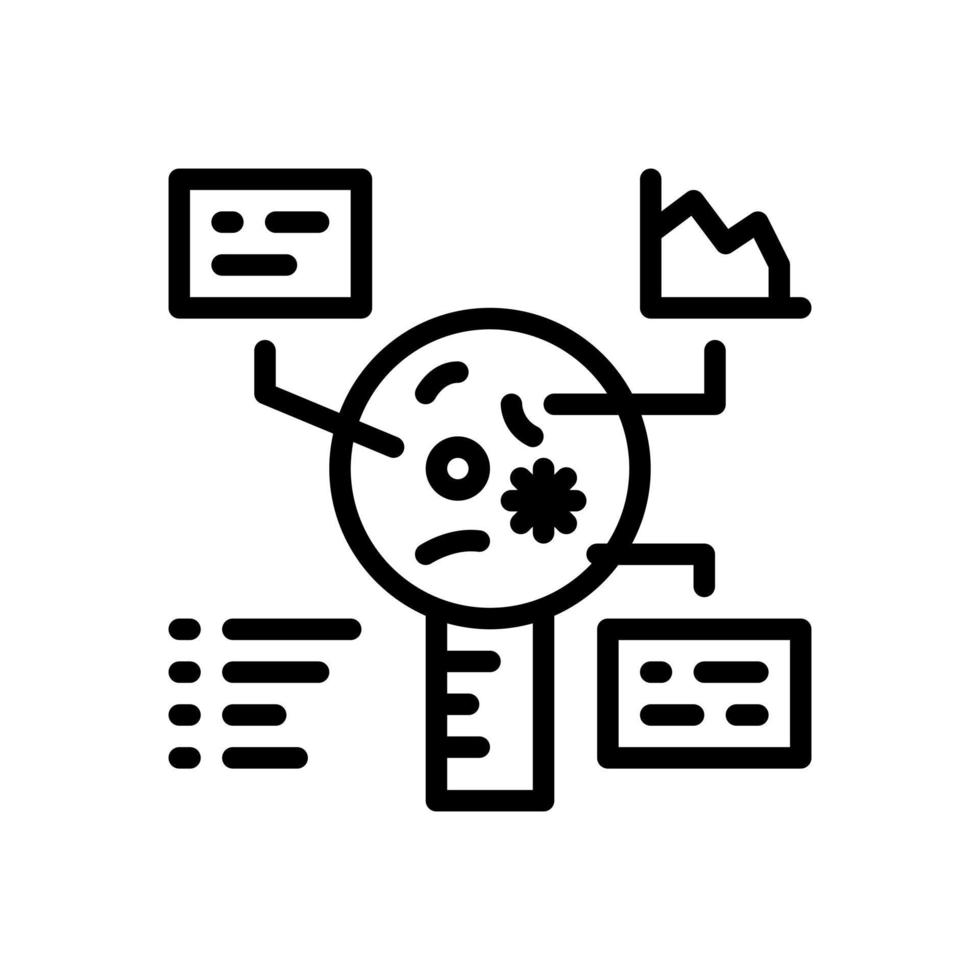 icône de style de contour de recherche de virus vecteur