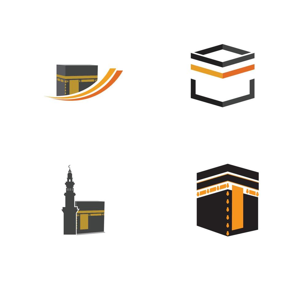 modèle de conception d'illustration de logo de symbole de la mecque de la kaaba vecteur