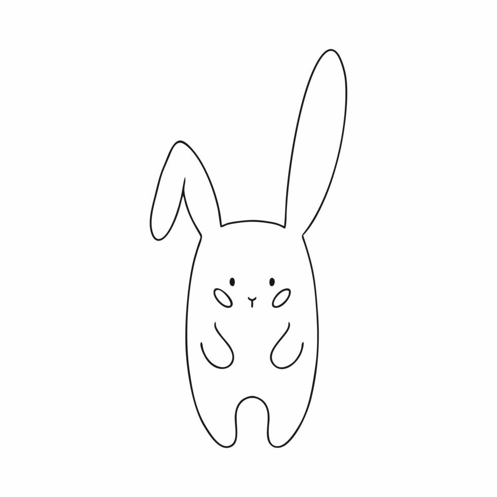 lapin mignon dessiné avec un marqueur. lièvre dessin à la main. illustration vectorielle pour les enfants. cartes avec des animaux. vecteur