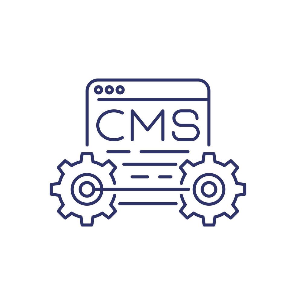 cms, icône de ligne de gestion de contenu vecteur