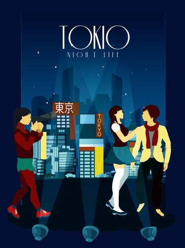 Affiche de Tokyo Night Life vecteur