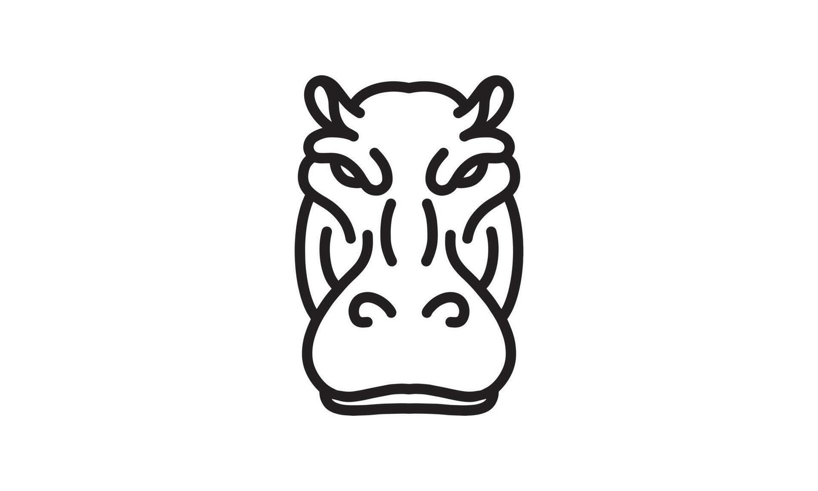 icône de ligne de vecteur d'hippopotame, dessin au trait de vecteur de tête d'animal, illustration d'animal isolé pour desain de logo