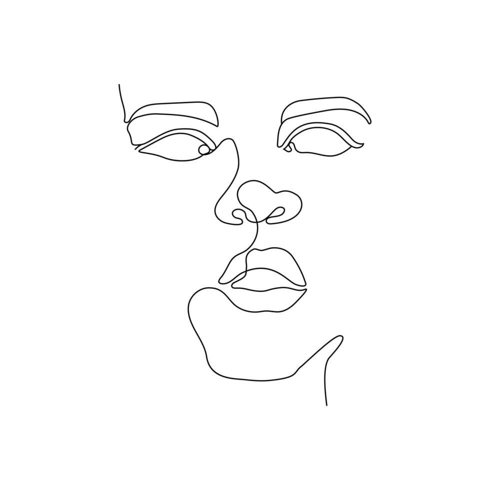 illustration continue d'une ligne du visage d'une femme vecteur