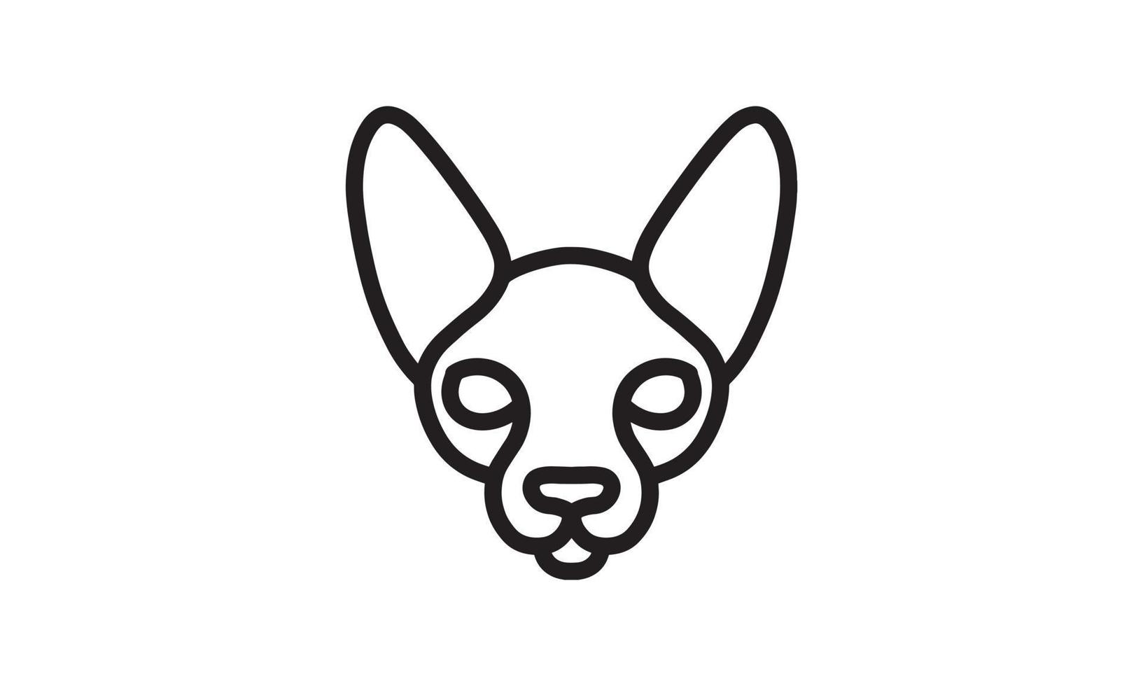 icône de ligne de vecteur de chat sphynx, dessin au trait de vecteur de tête d'animal, illustration d'animal isolé pour le logo desain