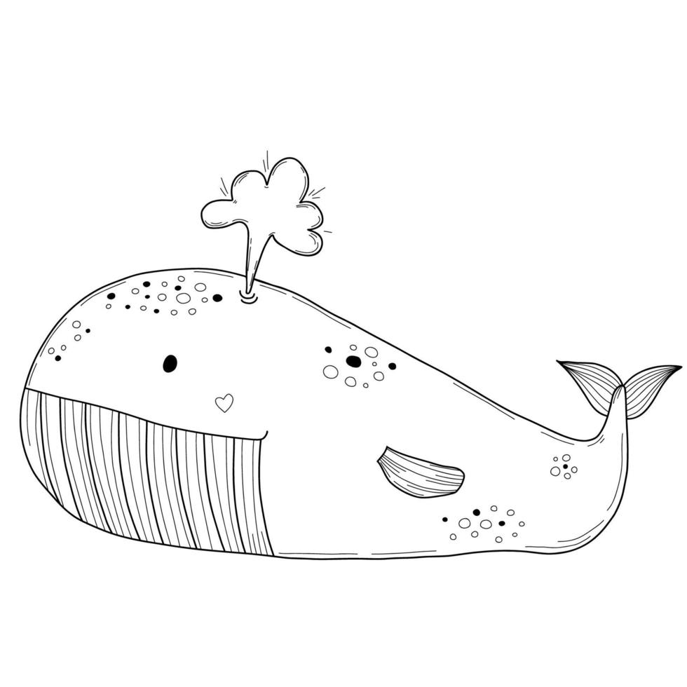 jolie grosse baleine. illustration vectorielle. élément pour la conception et la décoration de griffonnage à la main vecteur