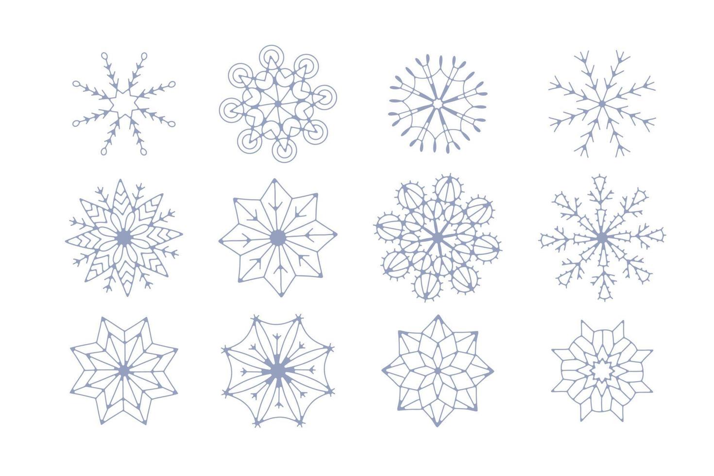 ensemble de conception unique de vecteur de noël de flocons de neige d'hiver pour l'autocollant de carte de bannière de brochure