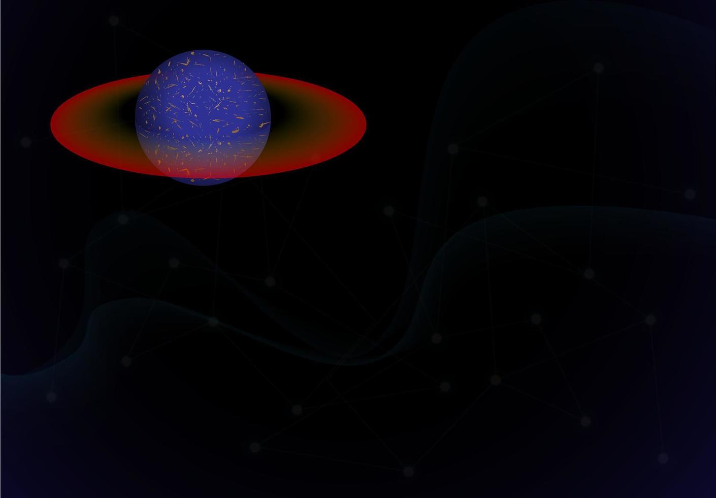 illustration vectorielle de fond de l'espace. avec effet de gradation lune, planète et vague avec point lumineux. modèles modernes vecteur