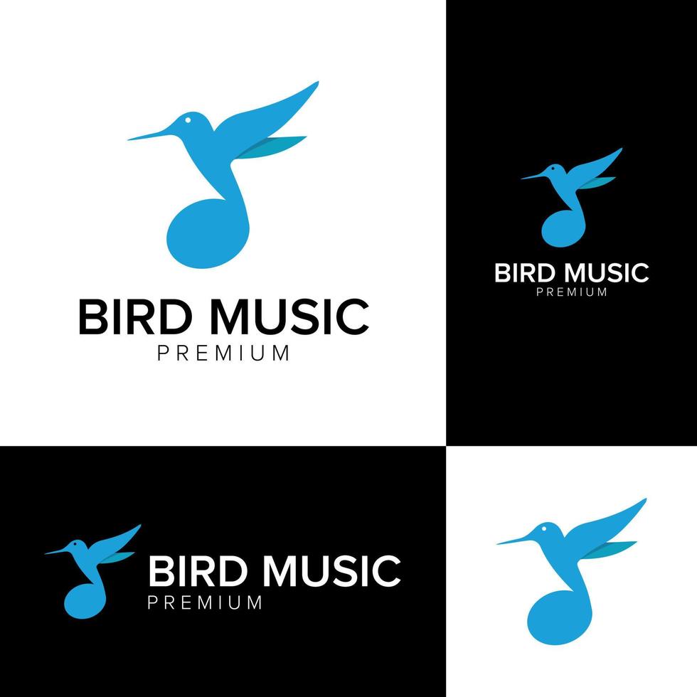 modèle vectoriel d'icône de logo de musique d'oiseau