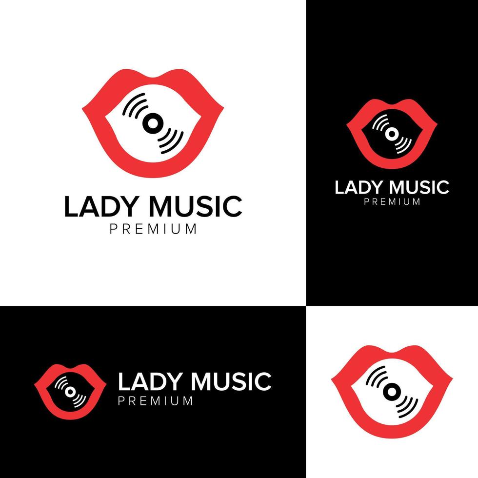 modèle de vecteur d'icône de logo de musique de dame