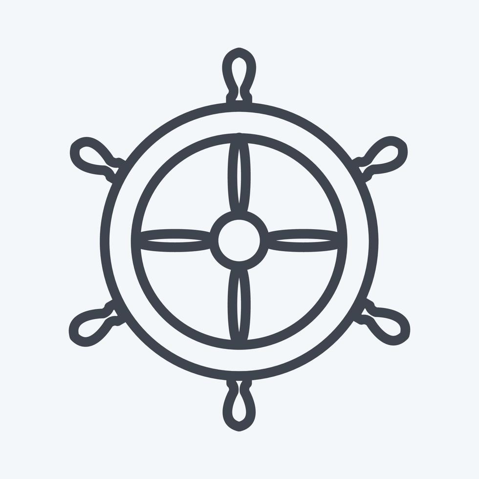 roue de navire icône - style de ligne - illustration simple, trait modifiable vecteur