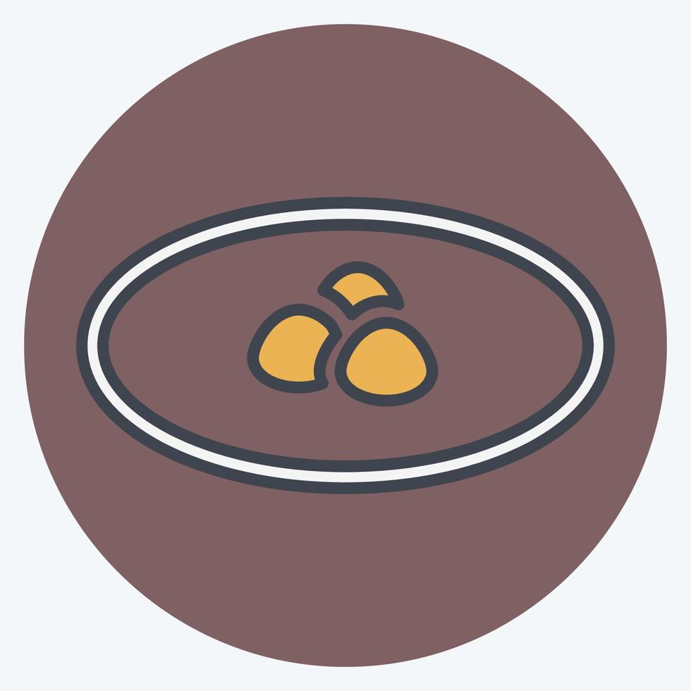 soupe aux boulettes d'icônes - style color mate - illustration simple, trait modifiable vecteur