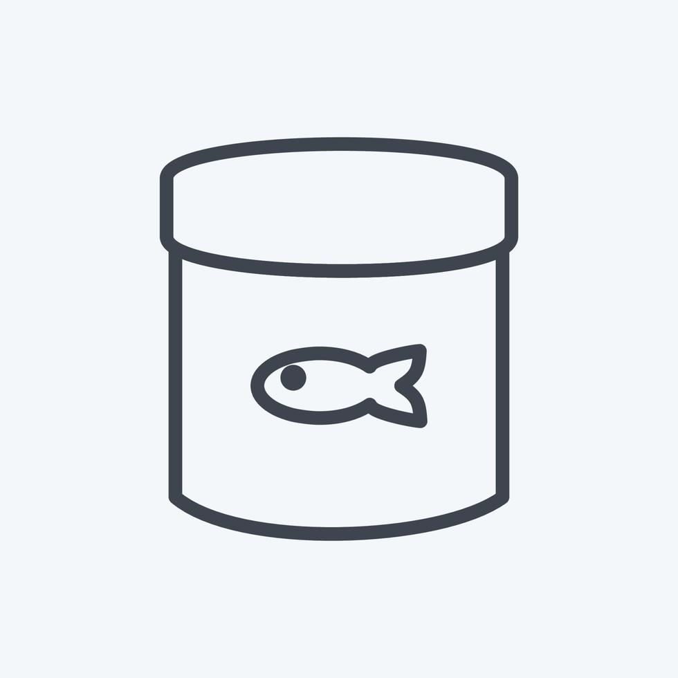 nourriture pour poisson en conserve icône - style de ligne - illustration simple, trait modifiable vecteur
