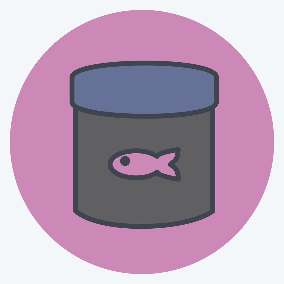 icône de nourriture pour poisson en conserve - style de compagnon de couleur - illustration simple, trait modifiable vecteur