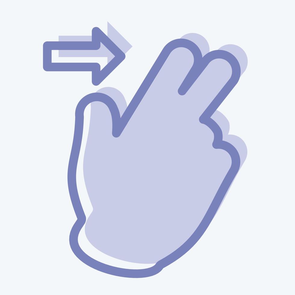 icône deux doigts à droite - style deux tons - illustration simple, trait modifiable vecteur