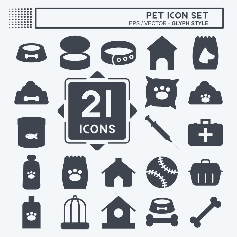 icon set pet - style glyphe - illustration simple, trait modifiable vecteur