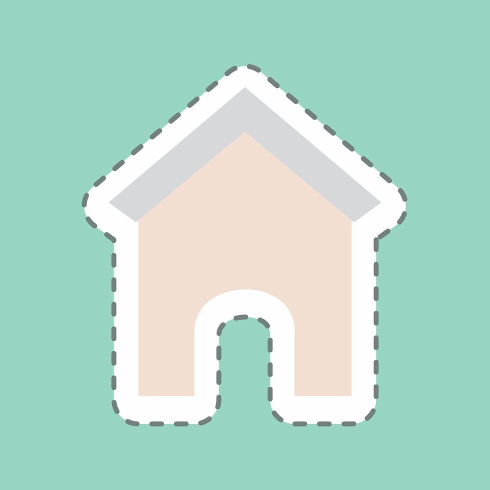 autocollant dog house - coupe de ligne - illustration simple, trait modifiable vecteur