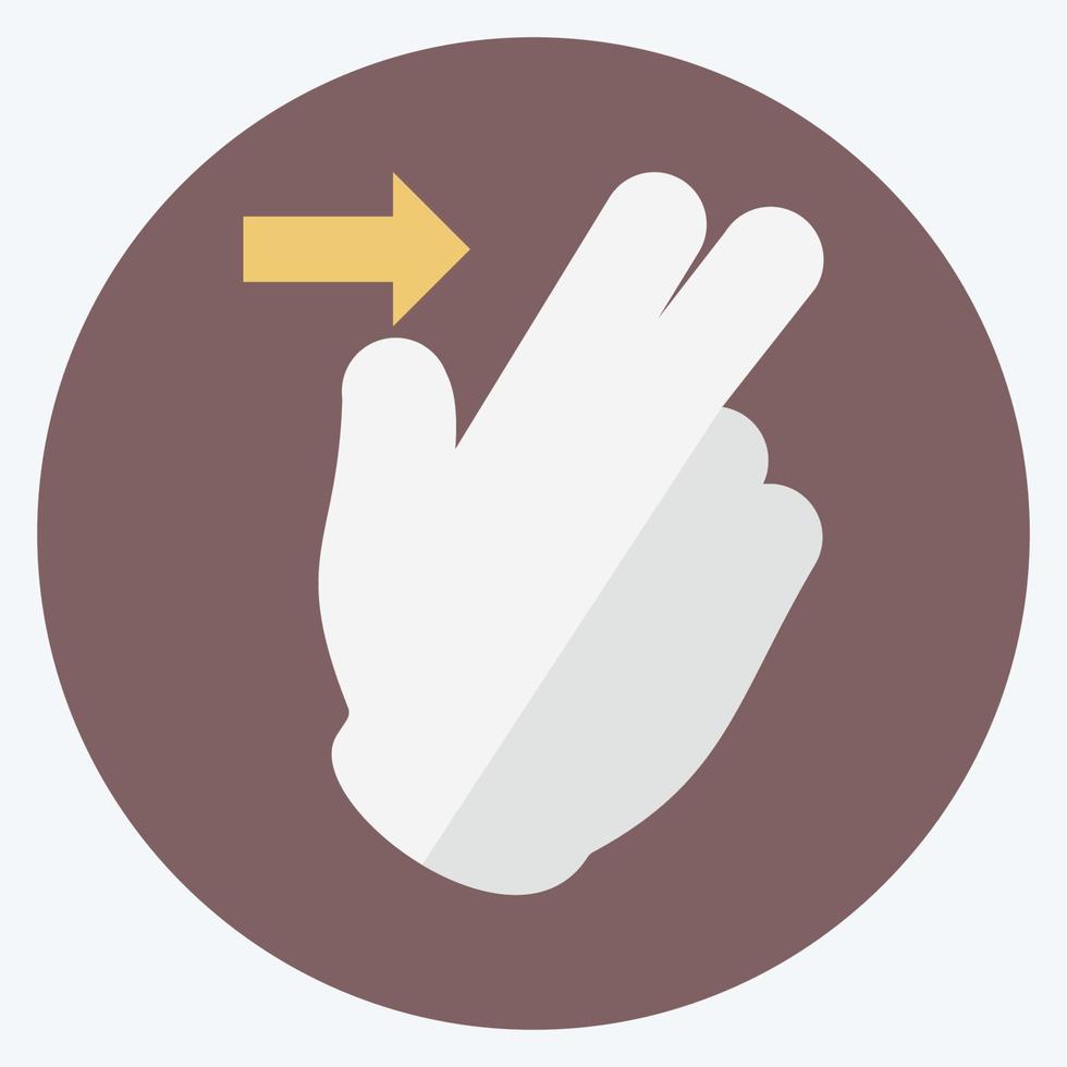 icône deux doigts à droite - style plat - illustration simple, trait modifiable vecteur
