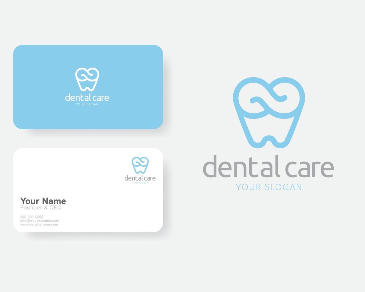 les cliniques de soins dentaires à l'infini représentent le logo des formes avec le modèle de carte de visite vecteur