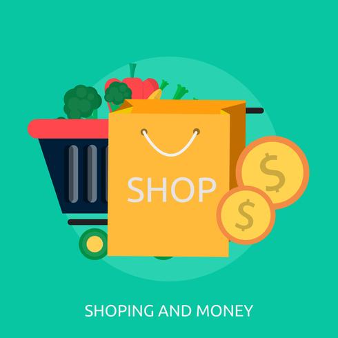 Shoping And Money Illustration conceptuelle Conception vecteur