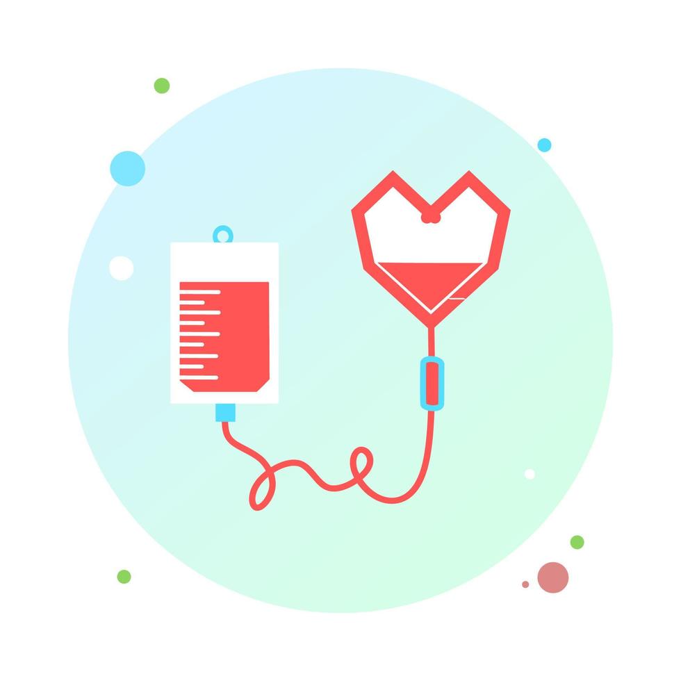 infusion en icône de cercle. poche intraveineuse, sang, goutte à goutte en forme ronde. concept d'aide médicale. l'illustration vectorielle peut être utilisée pour des sujets tels que l'hôpital, la thérapie, la chimiothérapie. iv, infuser, icône de poche de sang vecteur