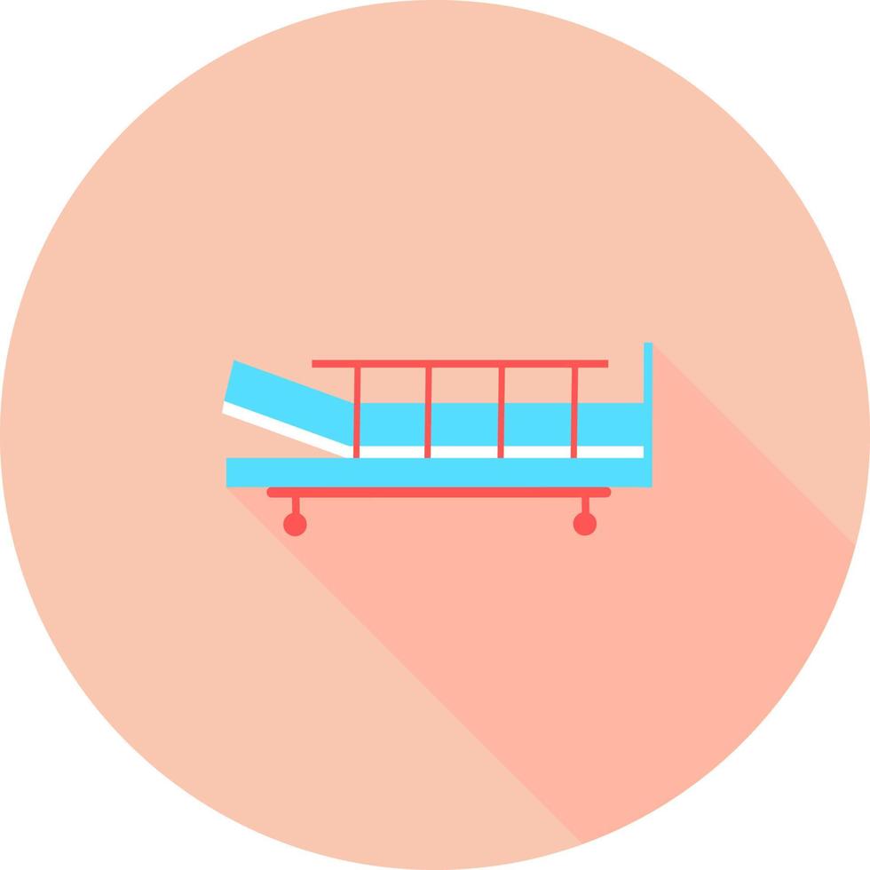 lit d'hôpital en cercle avec de longues ombres. icône de l'unité de soins intensifs. réanimation, rééducation, service hospitalier. l'illustration vectorielle peut être utilisée pour des sujets tels que les soins de santé, les soins médicaux, la médecine. vecteur