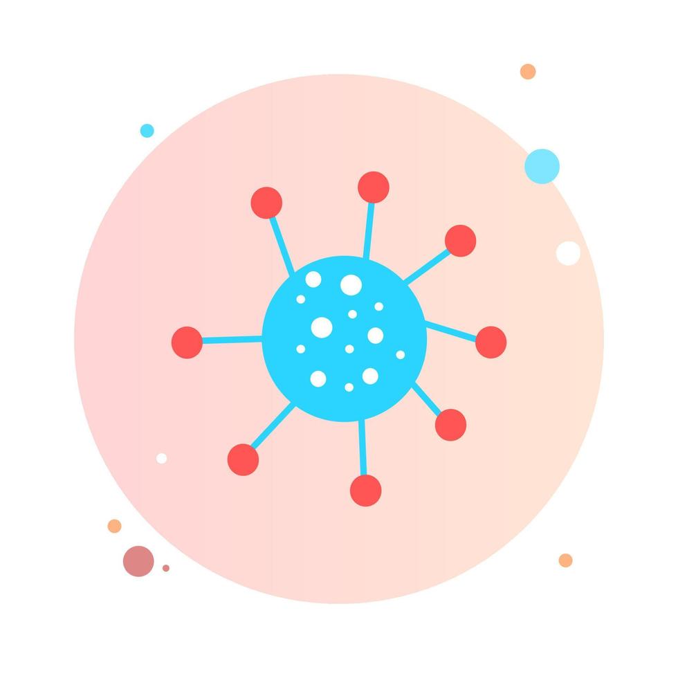 coronavirus en icône de cercle. bactéries, microbes et virus signe et symbole au design plat. nouvelle épidémie de coronavirus covid-19 2019-ncov symptômes en forme ronde pour les concepts mobiles et les applications Web. vecteur